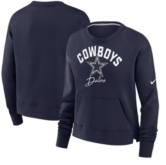 Nike Dallas Cowboy Navy Blue Arched Crew Sweatshirt Size Small - Picture 3 of 9